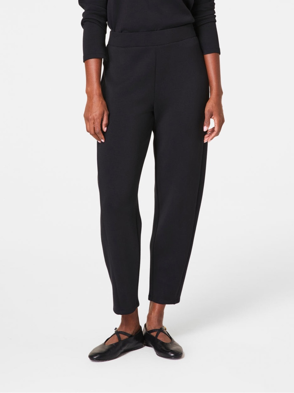SPANX Air Essentials Barrel Leg Black Ankle-Length Tapered Ponte Pants Size S